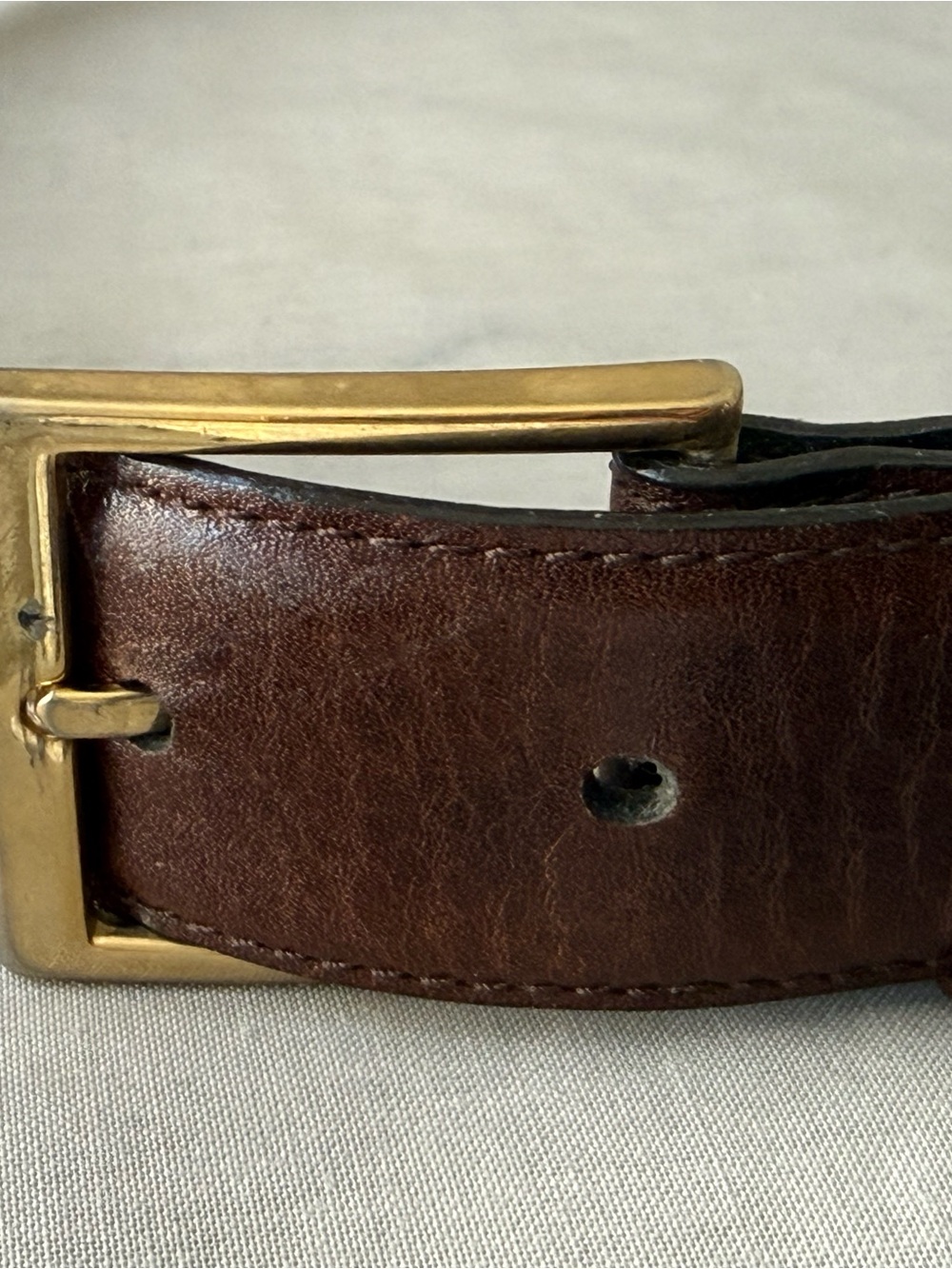 L’Aigle Paris New York Vintage Men’s Brown Leather Dress Belt 38 Fathers Day Gif - Picture 8 of 16